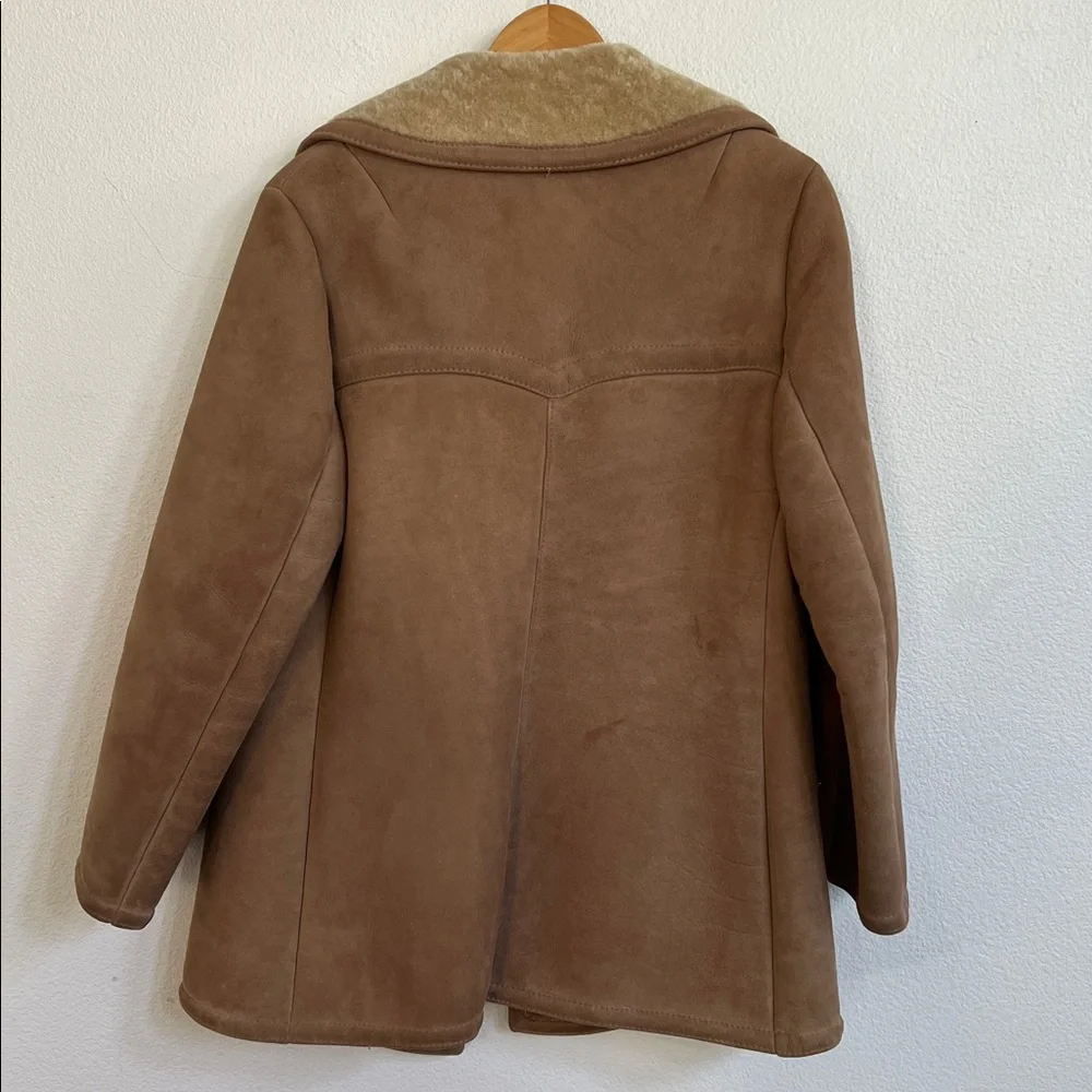 ABERCROMBIE & FITCH Lambskin Suede & Shearling Rancher Jacket Vintage Women's 14 - Picture 2 of 15